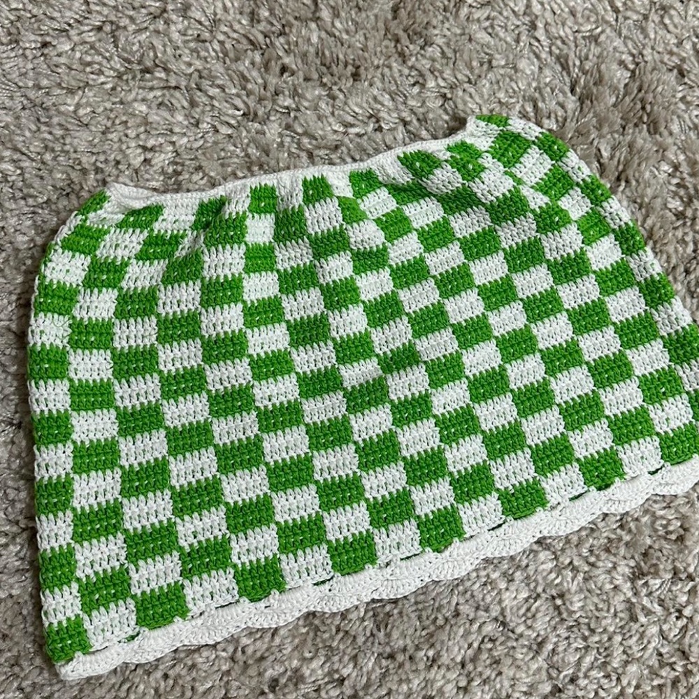 Edikted Checkered Knit Mini Skirt